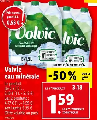 Lidl Volvic eau minérale offre