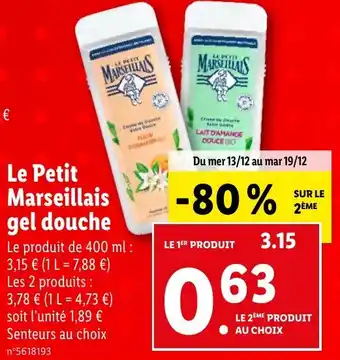 Lidl Le Petit Marseillais gel douche offre