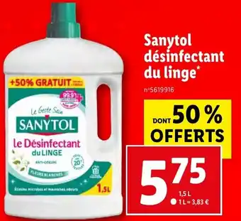 Lidl Sanytol désinfectant du linge* offre