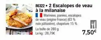 Thiriet 2 Escalopes de veau à la milanaise offre