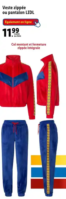 Lidl Veste zippée ou pantalon LIDL offre