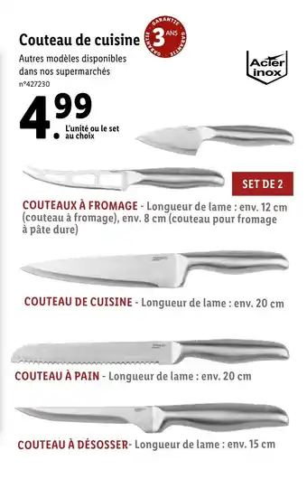 Lidl Couteau de cuisine offre