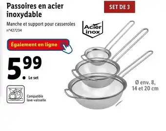 Lidl Passoires en acier inoxydable offre