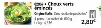 Thiriet Chous verts émincés offre