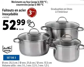Lidl Faitouts en acier inoxydable offre