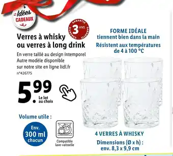 Lidl Verres à whisky ou verres à long drink offre
