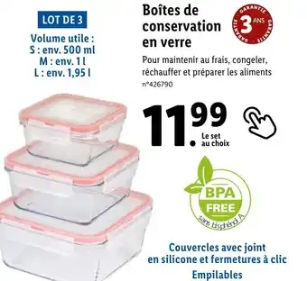 Lidl Boîtes de conservation en verre offre