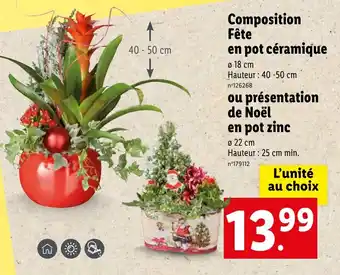 Lidl Composition Fête en pot céramique offre