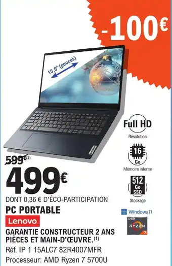E.Leclerc PC PORTABLE offre