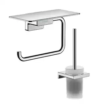 Bricorama Porte-brosse wc hansgrohe addstoris + porte-papier wc avec tablette chromé offre