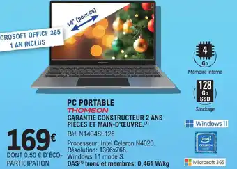 E.Leclerc PC PORTABLE THOMSON offre