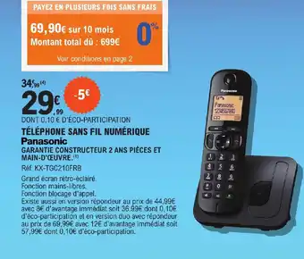 E.Leclerc TÉLÉPHONE SANS FIL NUMÉRIQUE offre
