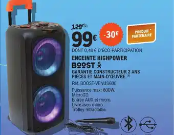 E.Leclerc ENCEINTE HIGHPOWER BOOST offre