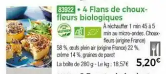Thiriet 4 Flans de choux-fleurs biologiques offre