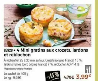 Thiriet 4 Mini gratins aux crozets, lardons et reblochon offre
