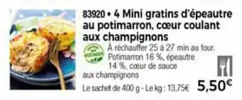 Thiriet 4 Mini gratins d'épeautre au potimarron offre