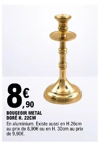E.Leclerc BOUGEOIR METAL DORÉ H. 22CM offre