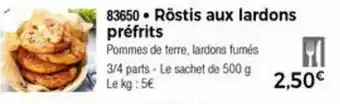 Thiriet Röstis aux lardons préfrits offre