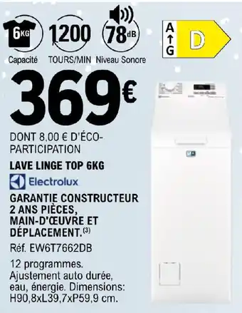 E.Leclerc LAVE LINGE TOP 6KG offre