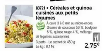 Thiriet Céréales et quinoa cuisinés aux petits légumes offre