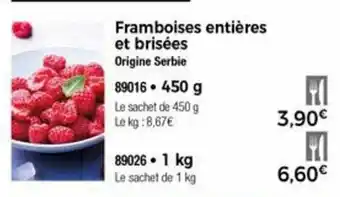 Framboises entières et brisées