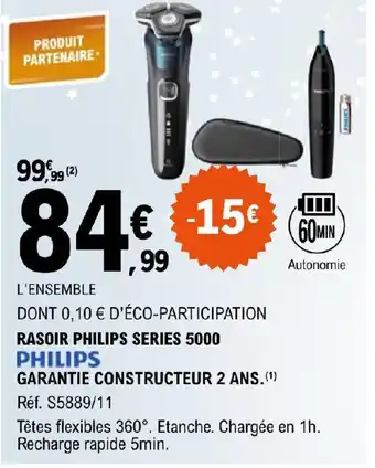 E.Leclerc RASOIR PHILIPS SERIES 5000 offre