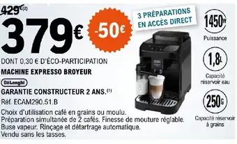 E.Leclerc MACHINE EXPRESSO BROYEUR offre