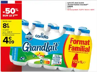 Carrefour Market Lait U.H.T demi-écrémé Format Familial Grandlait offre