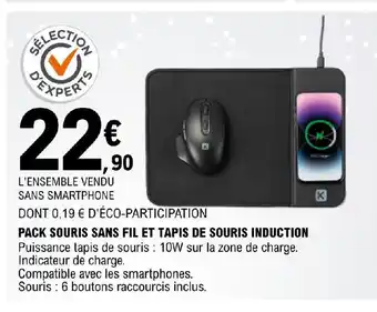E.Leclerc PACK SOURIS SANS FIL ET TAPIS DE SOURIS INDUCTION offre