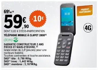 E.Leclerc TÉLÉPHONE MOBILE À CLAPET 2800(4) offre