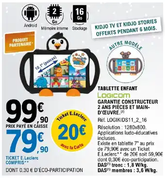 E.Leclerc TABLETTE ENFANT offre