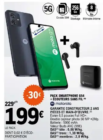 E.Leclerc PACK SMARTPHONE G54 + ÉCOUTEURS SANS FIL (4) offre