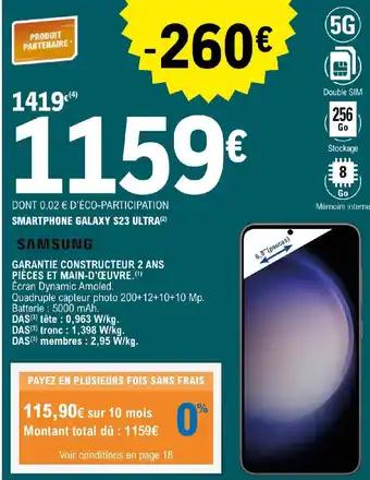 E.Leclerc SMARTPHONE GALAXY S23 ULTRA(²) offre
