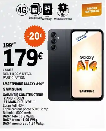 E.Leclerc SMARTPHONE GALAXY A14(²) offre