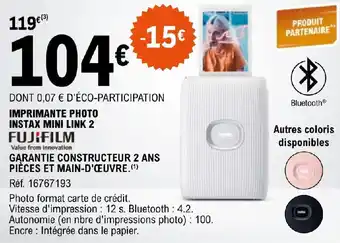 Promo IMPRIMANTE PHOTO INSTAX MINI LINK 2 chez E.Leclerc