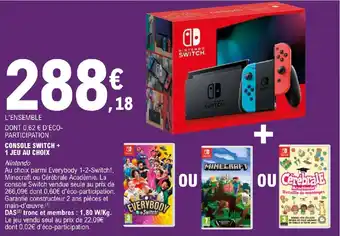 E.Leclerc CONSOLE SWITCH + 1 JEU AU CHOIX offre