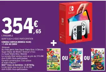 E.Leclerc CONSOLE SWITCH (MODÈLE OLED) +1 JEU AU CHOIX offre