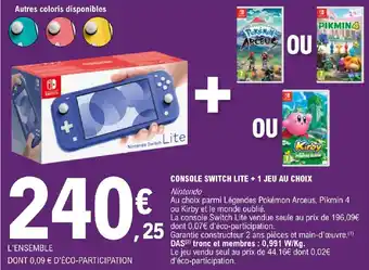 E.Leclerc CONSOLE SWITCH LITE + 1 JEU AU CHOIX offre