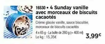 Thiriet 4 Sunday vanille avec morceaux de biscuits cacaotés offre