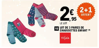 E.Leclerc LOT DE 3 PAIRES DE CHAUSSETTES ENFANT (3) offre
