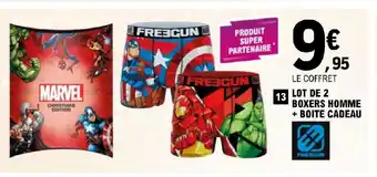 E.Leclerc LOT DE 2 BOXERS HOMME + BOITE CADEAU offre