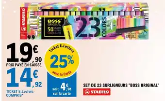 E.Leclerc SET DE 23 SURLIGNEURS "BOSS ORIGINAL" STABILO offre