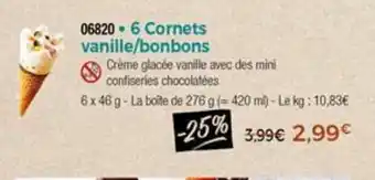 Thiriet 6 Conets vanille/bonbons offre