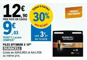 E.Leclerc PILES OPTIMUM X 10(³) offre
