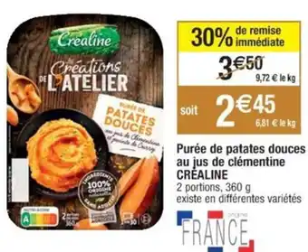 Cora x Carrefour Purée de patates douces au jus de clémentine CRÉALINE offre