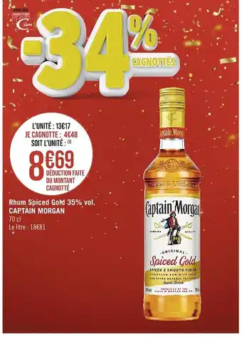 Casino Supermarchés Captain morgan rhum spiced gold 35% vol offre