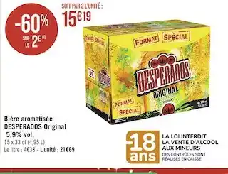 Casino Supermarchés Desperados bière aromatisée original 5,9% vol offre