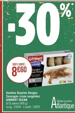 Gimbert ocean gambas royales rouges sauvages crues surgelées