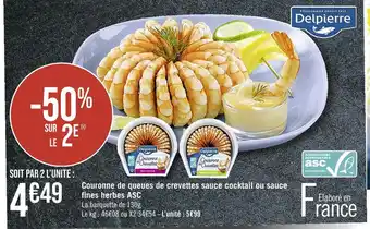 Casino Supermarchés Delpierre couronne de queues de crevettes sauce cocktail ou sauce fines herbes asc offre