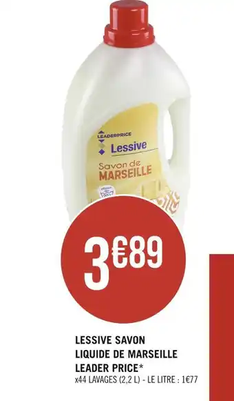 Casino Supermarchés Leader price lessive savon liquide de marseille offre